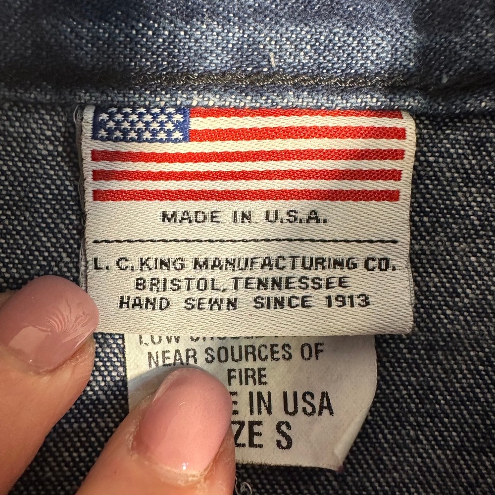 Pointer Brand Mens Denim Chore Coat Jacket Indigo Blue Made in USA LC King Small - Picture 4 of 10